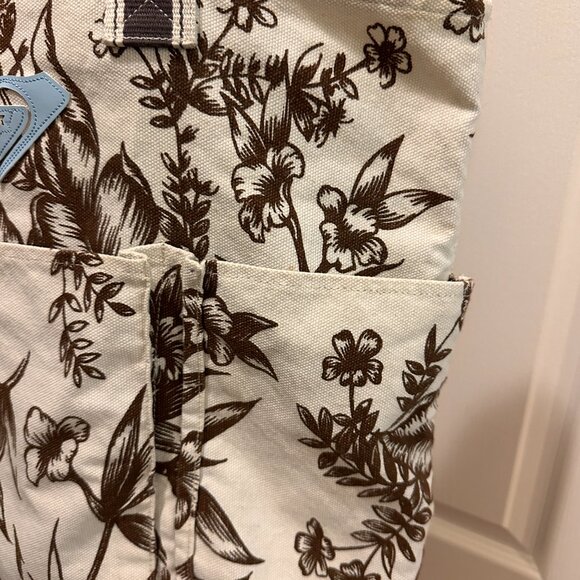 Roxy Tote Bag brown and white botanical floral pattern with blue logo - Picture 6 of 10